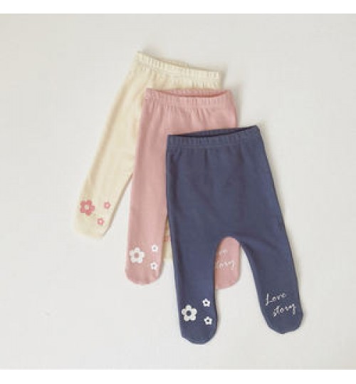 Q2-baby 3959 Comfortable Infants Toddlers Pantyhose Pants Newborn Baby Girl Leggings with Foot Cotton OEM Service Autumn Support