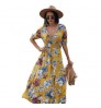 2021 Summer Chiffon Longuette Relaxed Waist Bohemian Beach Boho Maxi Dress