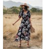 2021 Summer Chiffon Longuette Relaxed Waist Bohemian Beach Boho Maxi Dress