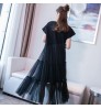 Large size XL 5XL dresses 2017 Summer New Cotton Split Joint Gauze Irregular Hem Loose lace Big Longuette mesh Dress Woman