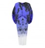 NOBLE New Fashion European Aesthetic Clothes Plus Size Longuette Miyake Loose Women Batwing Sleeve Gradient Printed Dress