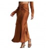 Ladies Fashion custom design Drawstring Satin Maxi Skirt High Waist Long Skirt Vintage Elegant Long Casual Skirt For Ladies