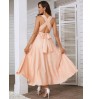 Hot selling satin Slim dress New summer on vacation style Solid color Satin longuette dress elegant women's dress