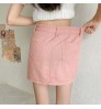 Korean three color chic denim elastic waist jeans A-line skirt