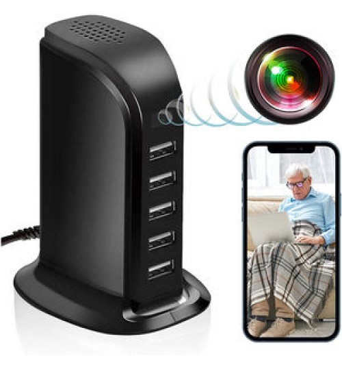 1080P wireless 5 port USB hub charger WiFi hidden spy camera