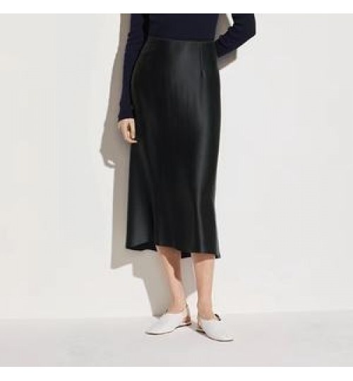 2022 Spring Summer Satin Career Elegant Satin High Waist Woman 5Midi Skirt