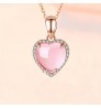 S925 Silver Natural Rose Quartz Crystal Stone Pendant Necklace for Women Gemstone Fashion Jewelry