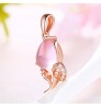 S925 Silver Natural Rose Quartz Crystal Stone Pendant Necklace for Women Gemstone Fashion Jewelry