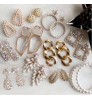 100 Design Wholesale Fashion fine Jewelry crystal pearl big rhinestone hoop Drop Earrings for Women gold plated stud Earrings