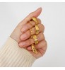 Ins Chunky Wide 18k Real Gold Plated Carved Finger Geometric Band Rings Fancy Stainless Steel Vintage Ring Weeding Jewelry