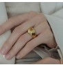 Ins Chunky Wide 18k Real Gold Plated Carved Finger Geometric Band Rings Fancy Stainless Steel Vintage Ring Weeding Jewelry