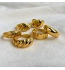 Ins Chunky Wide 18k Real Gold Plated Carved Finger Geometric Band Rings Fancy Stainless Steel Vintage Ring Weeding Jewelry