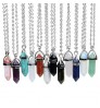 Natural Stone Bullet Shape Healing Point Turquoise Crystal Quartz Pendant Necklace Women Jewelry