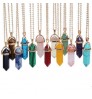 Natural Stone Bullet Shape Healing Point Turquoise Crystal Quartz Pendant Necklace Women Jewelry