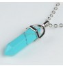 Natural Stone Bullet Shape Healing Point Turquoise Crystal Quartz Pendant Necklace Women Jewelry