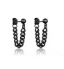 1 Pair Stainless Steel Ear Stud Chain Ear Clip Dangle Piercing Jewelry Punk Halloween Gothic Cross Black Earrings For Men Women