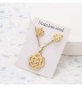 New Cheap Dubai 18K Gold Waterproof Plated Stainless Steel Pendant Bijoux Sandy Gift Necklace Earrings Jewelry Set For Women