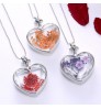 SN-L1009 Amazon Best Selling Heart Shape Glass Pressed Necklace Pendant Gift Dried Flower Jewelry