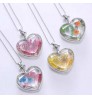 SN-L1009 Amazon Best Selling Heart Shape Glass Pressed Necklace Pendant Gift Dried Flower Jewelry