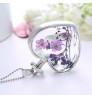 SN-L1009 Amazon Best Selling Heart Shape Glass Pressed Necklace Pendant Gift Dried Flower Jewelry