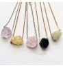 Natural Raw Stone Necklaces For Women Girl Geometric Crystal Pendant Femme Gold Chain Necklaces Druzy Stone Crystal Jewelry