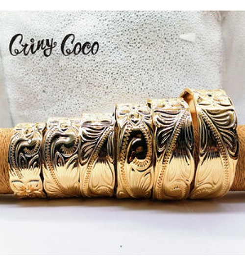 Cring CoCo Gold Plated 14k Polynesian jewelry wholesale Bangles Chian Brown Pearl Hawaiian Bracelets Hawaiian jewelry