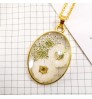 dried flower necklace 18k Gold kolye Women Jewelry Natural Plant Pendants Boho resin Jewelry