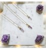 2020 custom fashion natural druzy stone 18k gold 925 sterling silver moon star crystal pendant necklace for women jewelry