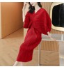 Design Sense Pleated Bat Sleeve V-neck Dress 2022 Summer New Plus Size Western Style Casual Loose Long Skirt