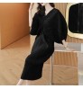 Design Sense Pleated Bat Sleeve V-neck Dress 2022 Summer New Plus Size Western Style Casual Loose Long Skirt