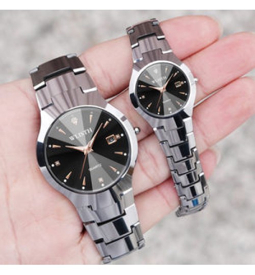 Hot Selling WLISTH Waterproof Couple watch Calendar quartz watches for men and woman Stainless Steel Quartz Watches with Date