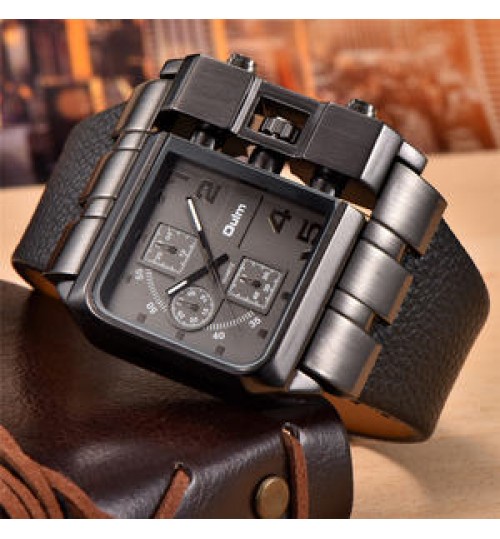 Oulm 3364 king made in prc man quartz watch stylish PU leather strap 24 hours chronometer moq 1 golf watch factory