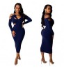 Sexy Hollow Out Irregular Tailoring Frenulum Crew Neck Sleeve Longuette Tight off-the-shoulder bag hip slim nightclub dress