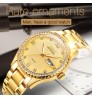 Luxury Stainless Steel Gold Quartz Wrist Diamond Watches For Men