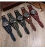 Luxury Male Punk Vintage Style Cow Leather Straps Watchbands Bracelet Mens Quartz Watches