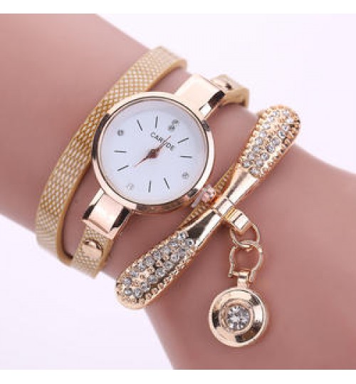 Luxury Leather Cute Charm Quartz Watch Women Ladies Casual Crystal Fashion Bracelet Wrist Watch relogio feminino female