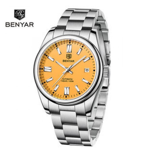 Benyar 5185 Top Brand 39mm Watches Automatic Watch Leisure 100m Waterproof For Men Mechanical Wristwatch Stainless Steel Clock