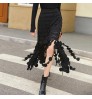 Bettergirl 2022 Summer Fashion Women A Line Skirts Hollow Out Embroidery Patch Worked Casual Tassel Long Skirt