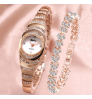 Hot Sale 2pcs/set Women Ladies Fashion Bling Bling Fully Diamond Iced Out Watch Luxury Quartz Wrist Bracelet Watches Gift Sets