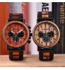 BOBO BIRD Black Wood Watch Stainless Steel Auto Date Watches for Men