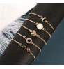 Women Jewelry Accessories Adjustable Rhinestone Hand Rose Gold Zinc Alloy Set Chain Fashion Heart Bracelet