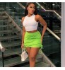 Yisan X04572C Sexy Cross Lace Up Mini Skirts Womens 2022 Summer Fashion Green High Waist Pencil Skirt Club Outfits