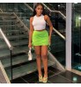 Yisan X04572C Sexy Cross Lace Up Mini Skirts Womens 2022 Summer Fashion Green High Waist Pencil Skirt Club Outfits