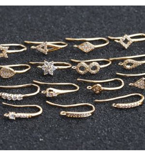 Wholesale 18K Gold Plated Diy Earring Hooks Connectors For Women Jewelry Making Accessories