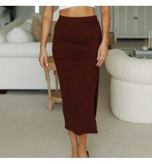 Fashion sexy pleated Maxi lace up skirt women cotton wrap skirt with side slit High Waist Long Bodycon Skirt