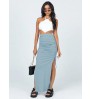 Fashion sexy pleated Maxi lace up skirt women cotton wrap skirt with side slit High Waist Long Bodycon Skirt