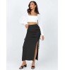 Fashion sexy pleated Maxi lace up skirt women cotton wrap skirt with side slit High Waist Long Bodycon Skirt