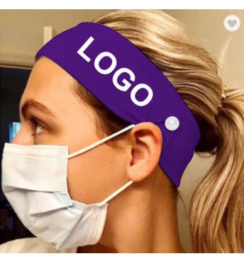 Wholesale Custom Logo Hair Band Accessories Elastic Nurse Headwear Ears Headband With Buttons For Women