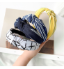 wholesale wide striped Polka Dot headband Korean style knotted Hair accessories supplier for woman fabric hair knot headband