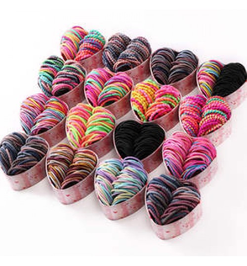 cheap Wholesale baby Girls Cute Packed in heart shaped metal box Elastic rubber band kids hair ties Hair accessories